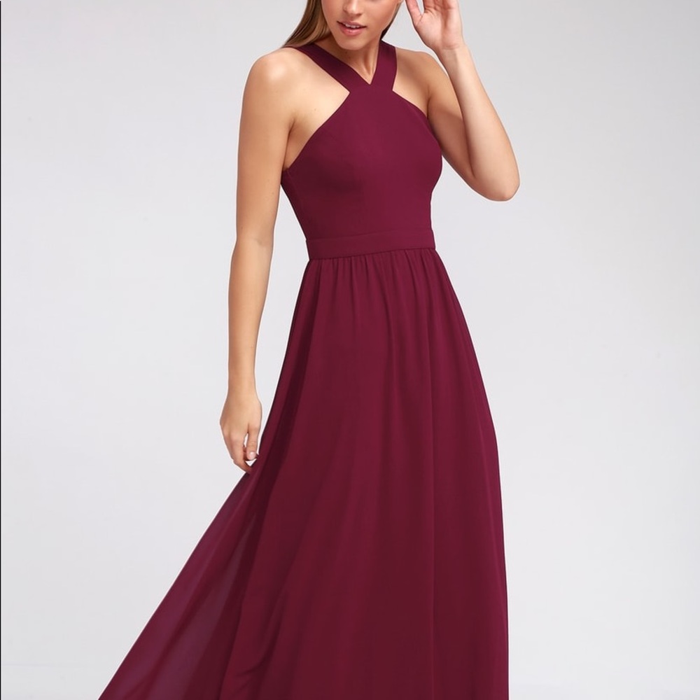 Lulu’s Air of Romance Burgundy Maxi Dress